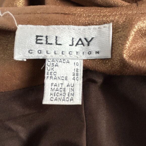 Ell Jay Womens Bronze Ruffle Jacket Women’s 12 Metallic Wide Collar Tie Cuffs - Picture 3 of 7